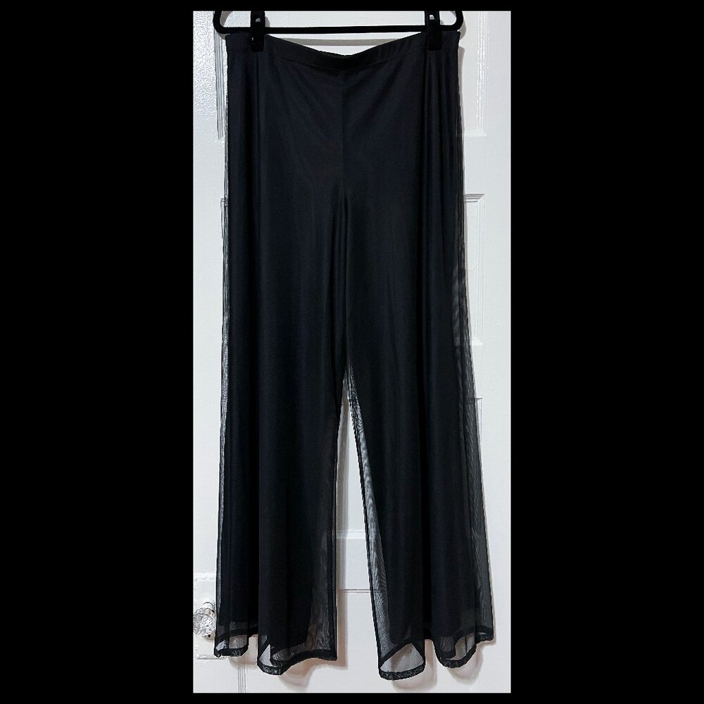 JS Collections Womens Black Wide Leg Mesh Lined Dress Pants Size 14 EUC